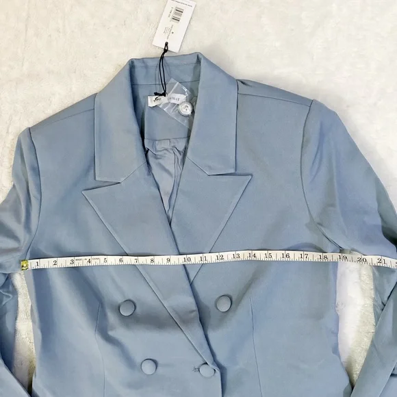 NWT- WeWoreWhat x Revolve Double Breasted Blazer Suiting Twill Storm - Picture 12 of 13